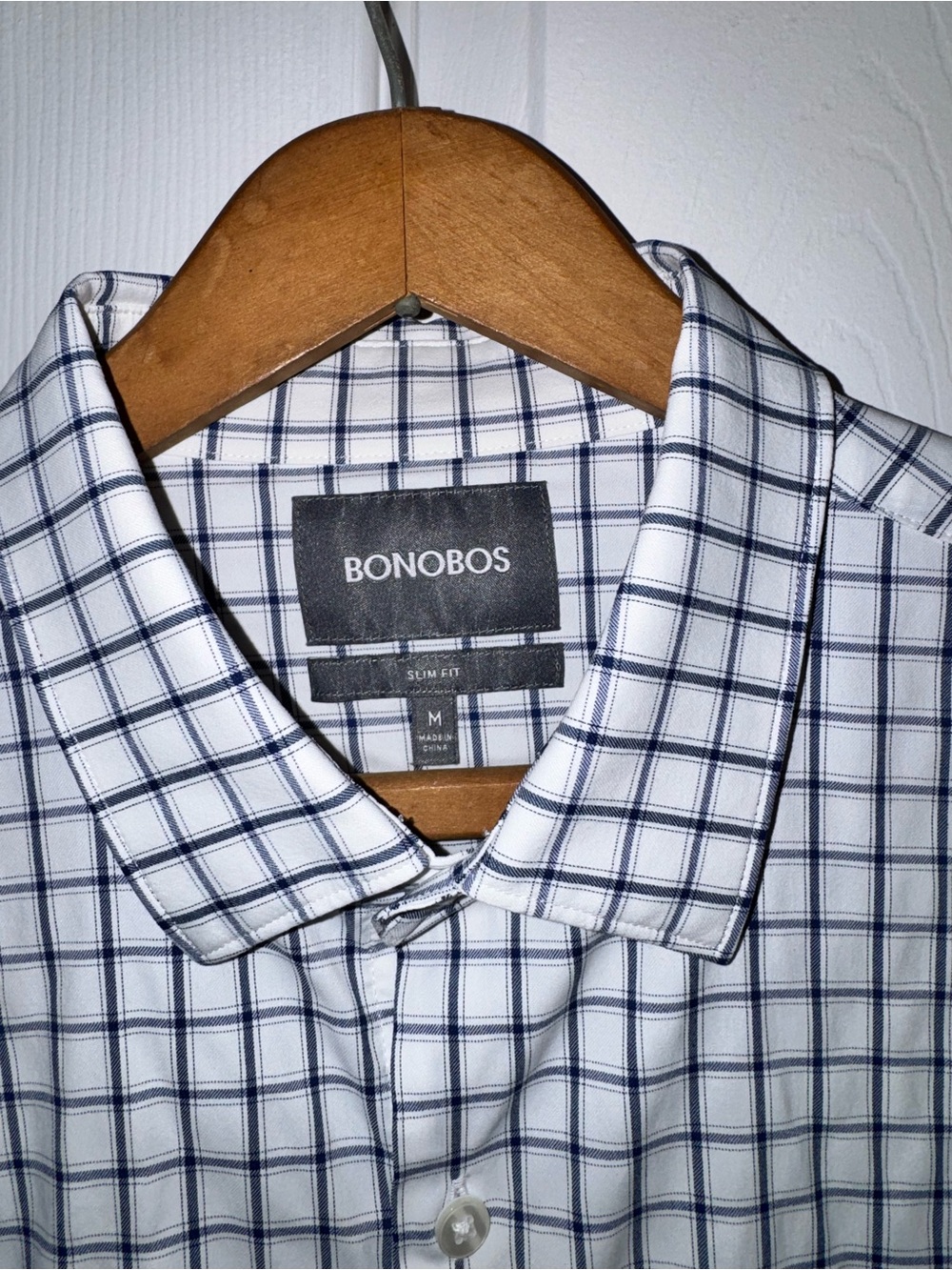 Bonobos White and Navy Check Button-Down Shirt - Picture 2 of 4